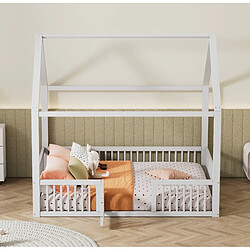 Merax Lit Cabane 140*200cm-lit Doubl En Bois-lit Plat-avec Porte-blanc