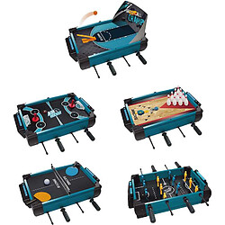 HOSTFULL A2003356 - Table de jeux 5 en 1 - Bleu sarcelle/Noir