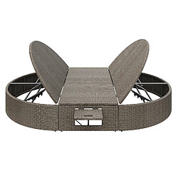 Avis DZMDIP Daybed rotin double jardin - Chaise longue 2 places avec étagère latérale et table pliante