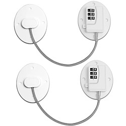INF Lot de 2 Cadenas à Code Combiné pour Réfrigérateur Sans Perçage, Ovale White