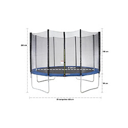 KANGUI MAXI ECO 430 cm - Trampoline rond bleu avec filet