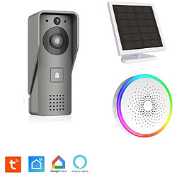 KYF KYF-DOOR-004 - Sonnette vidéo solaire 3MP - 16 Go - Gris