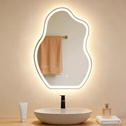ZMH Miroir De Salle De Bain 50 X 70 Cm Mural Ip44 Avec Interrupteur Tactile 3000k - 6500k