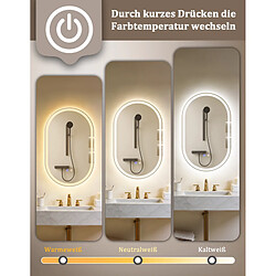 ZMH Miroir De Salle De Bain Ovale 50×80cm Miroir Mural Ip44 Avec Interrupteur Tactile