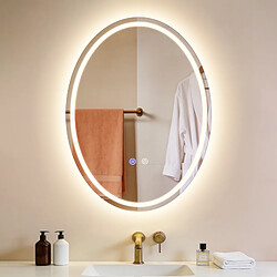 ZMH Miroir De Salle De Bain Ovale 60×80cm Mural 3000k - 6500k Avec Interrupteur Tactile