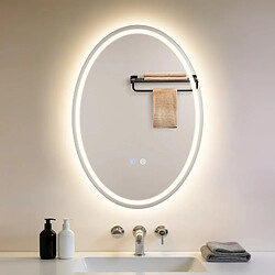 ZMH Miroir De Salle De Bain 50×70cm Mural Ip44 3000k - 6500k Avec Interrupteur Tactile