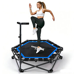 ZMH Trampoline D'intérieur Pliable D. 86,5 Cm Avec Guidon Max. 150kg Bleu