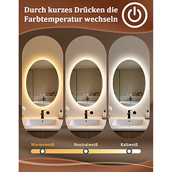 ZMH Miroir De Salle De Bain Ovale 50x70 Cm Intensité Variable 3000k-6500k