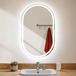 ZMH Miroir De Salle De Bain Ovale 50×80cm Miroir Mural Ip44 Avec Interrupteur Tactile