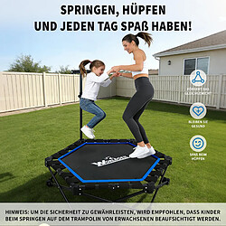 ZMH Trampoline D'intérieur Pliable D. 86,5 Cm Avec Guidon Max. 150kg Bleu pas cher