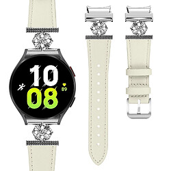 INF Bracelet de montre en cuir véritable pour Samsung Watch 4/5/6/7 Beige