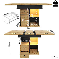 Acheter Merax Table à Manger Extensible(110-140×80cm)-led-4-6 Personnes-style Rétro