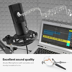 FIFINE Studio Condenser USB Computer Microphone Kit With Adjustable Scissor Arm Stand Shock