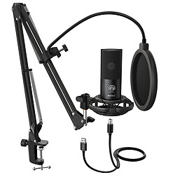 FIFINE Studio Condenser USB Computer Microphone Kit With Adjustable Scissor Arm Stand Shock
