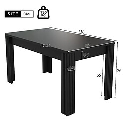 Acheter Merax Table à Manger 116x65x75cm-Table Rectangulaire-en Bois De Chêne-moderne-noir
