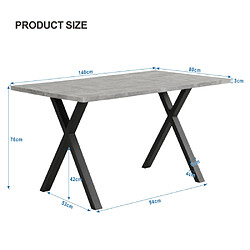 Acheter Merax Table à Manger -table à Pieds Croisés-en Fer Forgé-130kg De Charge-gris Et Noir