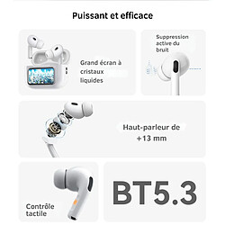 Yesido Écouteurs TWS Bluetooth avec Ecran LCD – ANC + ENC Autonomie 20H pas cher