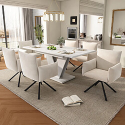 Merax Table à Manger Extensible 120/160x80-4-6 Personnes-table Rectangulaire-pieds En V-blanc pas cher