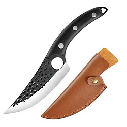 Couteau désosser pro VURAHOME T4 acier inox + étui cuir 3mm - 27 cm