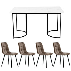 Merax Table De Salle à Manger Extensible-pour Le Salon, La Cuisine-4-6 Personnes-blanc Et Noir