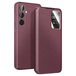 Avizar Étui Folio pour Galaxy S26 Grainé avec Fenêtre Smart View et Porte-carte Bordeaux
