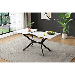 Merax Table à Manger Extensible Blanche 120/160x80cm-table Rectangulaire Blanche-6 Personnes
