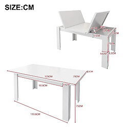 Acheter Merax Table à Manger 120x70cm-avec Espace De Rangement-table à Manger Rectangulair-blanche