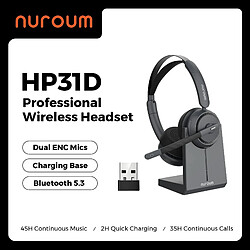 Casque sans fil Nuroum HP31D avec annulation de bruit AI - Noir