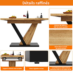 Merax Table à Manger Extensible-4-6 Personnes-120-160 cm-Piètement en V-Naturel pas cher