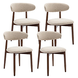 Smartue Lot de 4 Chaises de Salle à Manger Beige, pieds en bois, 81×56.4×52.6 cm