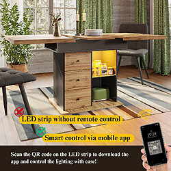 Merax Table à Manger Extensible(110-140×80cm)-led-4-6 Personnes-style Rétro pas cher