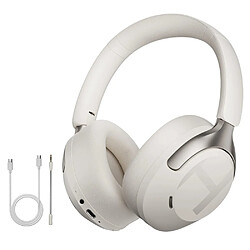 SOUNDSWEALTH Casque sans fil Bluetooth 6.0, réduction de bruit 50 dB, audio spatial 3D, LDAC - Blanc