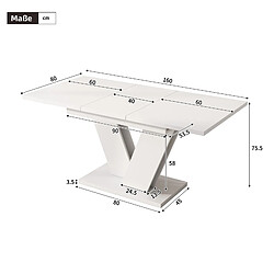Acheter Merax Table à Manger Extensible 120/160x80-4-6 Personnes-table Rectangulaire-pieds En V-blanc