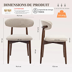 Avis Smartue Lot de 4 Chaises de Salle à Manger Beige, pieds en bois, 81×56.4×52.6 cm