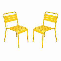 Concept Usine Lot de 2 chaises de jardin empilables jaunes BERGAME