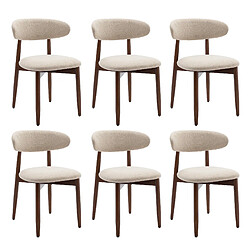 Smartue Lot de 6 Chaises de Salle à Manger Beige, pieds en bois, 81×56.4×52.6 cm