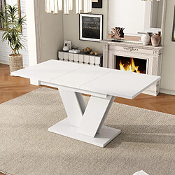 Avis Merax Table à Manger Extensible 120/160x80-4-6 Personnes-table Rectangulaire-pieds En V-blanc