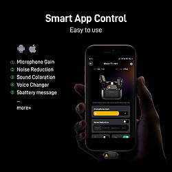 SOUNDSWEALTH Micro Lav sans fil pour suppression du bruit du téléphone, coupure automatique - Noir