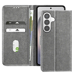 Avizar Étui Portefeuille pour Galaxy S26 Plus Série Chesterfield Grainé Fonction Stand Gris