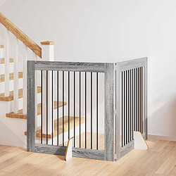 vidaXL Portillon pour chien avec supports 2 pcs Sonoma gris