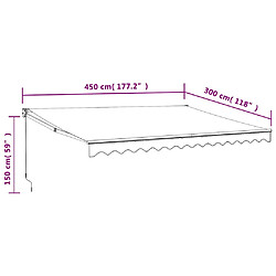 vidaXL Auvent rétractable bleu et blanc 4,5x3 m tissu et aluminium pas cher