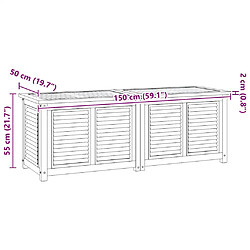vidaXL Boîte de rangement jardin et sac 150x50x55 cm bois massif teck pas cher