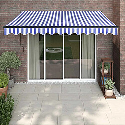 vidaXL Auvent rétractable bleu et blanc 3x2,5 m tissu et aluminium