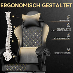 Pugsdrly Fauteuil de gaming en similicuir PVC - Noir pas cher