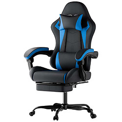 Pugsdrly Fauteuil gaming ergonomique - Couleurs noir et bleu