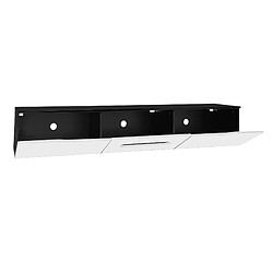 Acheter modfu Meuble TV noir et blanc brillant et mat 180x35x30 cm, 3 portes, avec LED