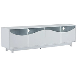 modfu Meuble TV blanc brillant 175x38x51 cm, avec LED pas cher