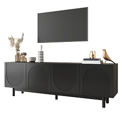 modfu Meuble TV noir 175x38x56 cm avec 4 portes pas cher