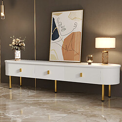 modfu Meuble TV blanche brillante 174x35x41 cm, 3 tiroirs