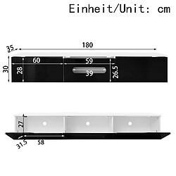 Avis modfu Meuble TV noir et blanc brillant et mat 180x35x30 cm, avec LED